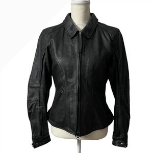 Firstgear Black Full Grain Leather Motorcycle Jacket Premium Riding Equipment M